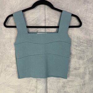 JANUARY & MAY Square Neck Ribbed Knit Crop Tank Top bandage style Sz M Going out